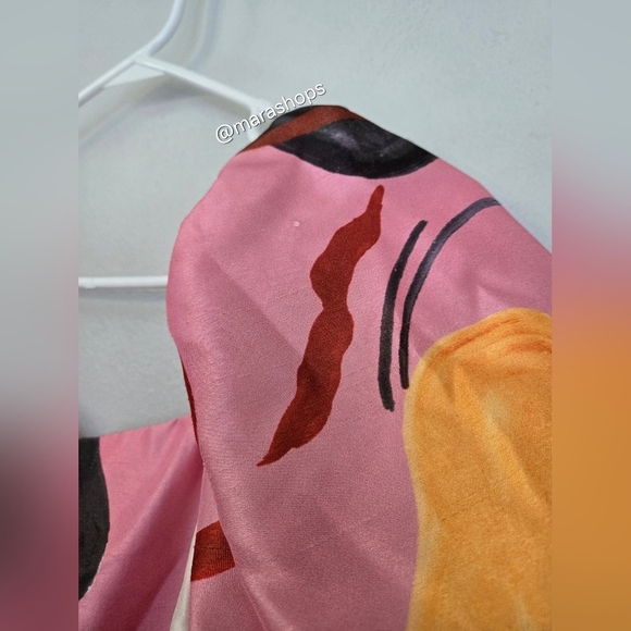 Aureta Studio Ada Midi Printed Linen Puff Sleeve Cutout Dress - Picture 6 of 10